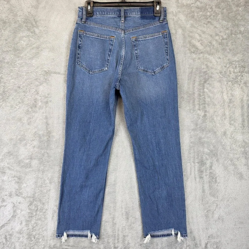 Abercrombie & Fitch Jeans Womens 28 Blue Ankle Straight High Rise Distressed - Picture 2 of 12